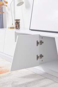 Modern TV Stand 170 Cm Patchwork Style White MDF - 白色 - 查看 7