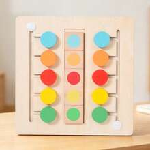 1 Set Wooden 4-Color Sliding Position Chess Children Color Matching Logic Training Early Education Board Concentration Puzzle Educational Toy 2-Player Board Game - Multicolor - View 4