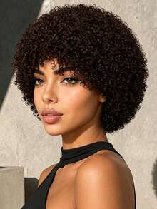 8 Inch Deep Brown Fluffy Curly Wig, Heat Resistant, Elegant & Fashionable, Suitable For All Women's Fluffy Party Wig - Dark Brown - View 2
