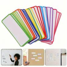10pcs Reusable Magnetic Erasable Labels, Colorful Erasable Markers, Suitable For Homework, Refrigerator Notes, Office And Home Storage, Multi-Color Paper Labels That Can Be Written And Repositioned, Creative Office Stationery Durable Paper Creative Labels - Erasable Labels - View 6