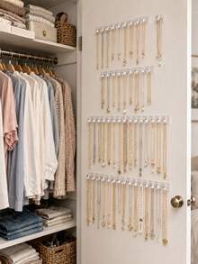 3M 1/4pcs Acrylic Necklace Storage Rack, Wall-Mounted Necklace Hooks, Diamond-Shaped Jewelry Organizer, Suitable For Necklaces, Bracelets, Chains, Women's Transparent Crystal Display Stand - View 10