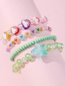 4/12 Pcs/Set Gelang Manik-Manik Warna-warni Lucu untuk Anak-Anak, Liontin Bintang & Awan, Untuk Sekolah, Sehari-hari & Liburan, Hadiah Ulang Tahun, Manik-Manik Warna Acak - MultiWarna - View 10