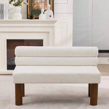 Oversized Modern Minimalist Bench, Armless Design, Wooden Frame – Ideal For Dining Room/Bedroom/Entrance Area - Beige - View 3