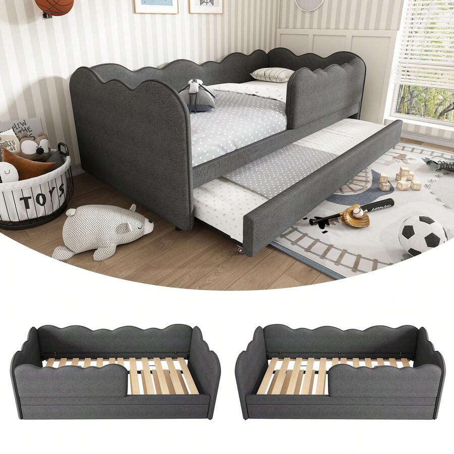 Daybed 90x190cm, Sleeper Sofa, Grey Linen Without Mattress - Grey - View 1