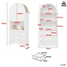 Tall Cabinet With Drawers And Doors, Free Standing Tall Arch Storage Unit For Kitchen And Living - 白色 - 查看 4