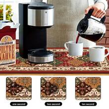 1 pieza Tapete secador de platos, tapete para cafetera, elegante patrón floral tradicional retro, diseño exquisito de bloques de color, fuerte absorción de agua, adecuado para mesa de comedor, cafetería y cocina, tapete de drenaje multiusos, regalo para el hogar, decoración de mesa - XYLSD-646 - Ver 10