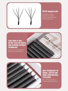 DeceMars 8D W Shaped Eyelashes Extensions C D Dd Curl 0.07mm Black 8-15mm 12 Rows One Tray - View 4