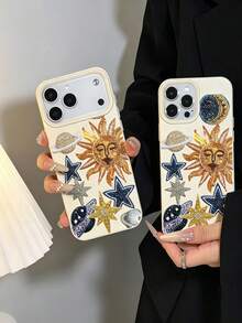 1pc Glittery Starry Sky Sun Planet Star Pattern TPU Phone Case, Compatible With Apple 17/17Pro/17Promax/17Air/Apple 16/16Pro/16Promax/16Plus/15/15Pro/15Promax/14Plus/14Promax/13/13Promax/12Pro/12Promax/11/11Pro Fashion Protective Soft Shell - Multicolor - View 6