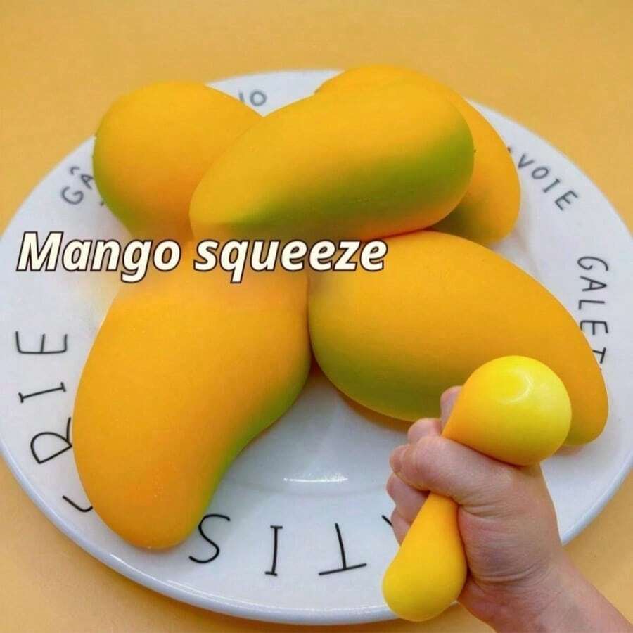 1pc Realistic Mango Squeeze Toy, Creative Food Stress Relief Toy, Squeeze Pressure Release Toy, Party Gag Gift, Popular Item