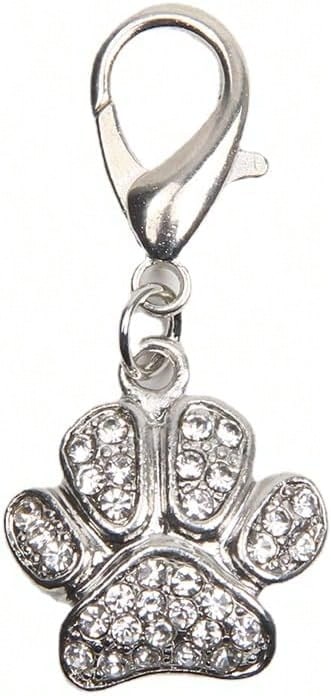 XKSRWE Dog Cat Collar Charm Rhinestones Paw Pendant Pet Accessory Jewelry - ColorA - View 1
