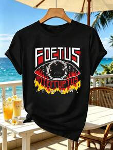 Women's Vintage Oversized Black T-Shirt, High Quality Fabric, Relaxed Fit, Hip-Hop Street Style, Comfortable, Impactful Print. - Black - View 2