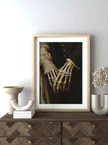 1pc Ethereal Connection Wall Art Print Gothic Celestial Decor, Mysterious Romantic Wall Art, Romantic Wedding Gift, Halloween Art Decor Gothic Skull Canvas Poster Couple Art Dark Romantic Couple Gift Print Vintage Gothic Wedding Poster, Framed/Unframed - 1pc - View 9