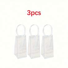 1/2/3/Pcs PVC Portable Handbag Ice Bag, Transparent Ice Bucket, Portable Ice Bag Handle, Portable Wine Cooler Bag With Handle, Transparent PVC Wine Gift Bag, Suitable For Wedding Parties, Can Hold Champagne, Beer, White Wine - Multi-color Transparent - View 8