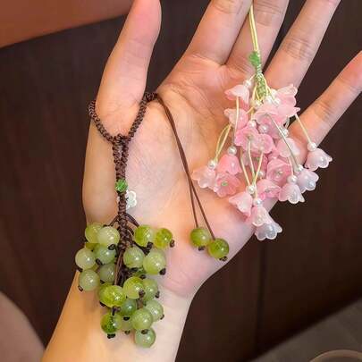 Kit de material DIY para colgante de teléfono y charm de bolso, hecho a mano, estilo fresco, uva verde y lirio del valle, creativo y bestseller