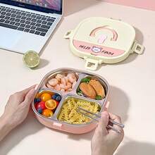 Cute Bento Box Adult, 304 Stainless Steel Lunch Box, Microwavable Food Container With Tableware, Portable Insulated Lunch Container With Handle, Leakproof Lunch Box For Student School, Japanese Bento Box, Metal Lunch Box - Multicolor - View 5
