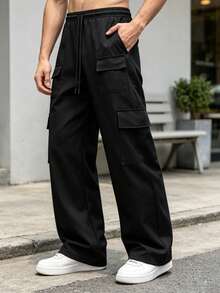 Spring/Autumn Straight Leg Pants For Men, Lightweight, Durable, Wrinkle-Resistant, Breathable - Black - View 3