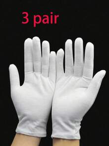 1/3 Pairs White Cotton Gloves, Breathable Elastic Fabric Gloves, Suitable For Dry Hands, Moisturizing SPA Soft Gloves, Multi-Purpose Jewelry Inspection Work Gloves, Suitable For Women - White Gloves - View 13