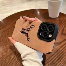 Antler Pattern Faux Leather Phone Case For IPhone 17 16 Pro Max 15 14 13 12 11 Pro Max XR X XS 7 8 Plus  Anti-Drop Cover 01CI - 淺灰色 - 查看 5