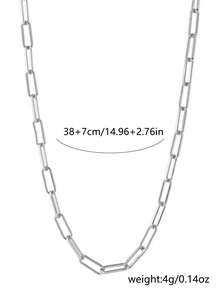 1pc Silver Hollow Chunky Chain Necklace - Silver - View 5