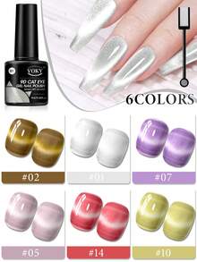 Premium Satin Wide Cat Eye Gel Nail Polish 6-Color Set, High Saturation Magnetic Powder With Delicate Gradient Cat Eye Luster, Includes Magnet Tool, Gentle Removable Non-Damaging Nail Gel, Exquisite Gift Box Packaging, Thoughtful Nail Art Gift For Girls Anniversary And Holiday - Multicolor - View 2