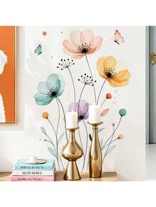 1pc Watercolor Transparent Butterfly Wall Sticker, Minimalist Nordic Removable Self-Adhesive Floral Wall Decal For Bedroom Living Room, Cozy Soft Home Decor - Transparent Butterfly - View 4