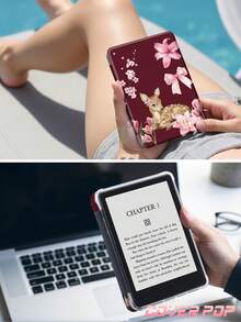 花卉鹿圖案平板保護殼，相容 iPad 第 10 代、10.2/Mini6/Mini7/9.7 吋、Galaxy Tab A9 Plus，3 年以上抗彎折，內建筆槽，適用 Kindle (11th Gen) 2022 版，強化矽膠護角，自動喚醒/睡眠功能，完美日常保護，情人節聖誕節春夏浪漫禮物，時尚極簡圖案 - 彩色 - 查看 10