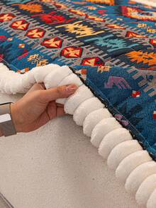 1 Stück Sofakissenbezug im Boho-Stil, verdickter rutschfester Sofabezug, universell für Wohnzimmer, Schlafzimmer und Außenbereich, haustiersicher und fleckenabweisend, Ganzjahres-Sitzkissenbezug für Sofa, geeignet für L-förmige Einzelsessel, Recliner und 1/2/3/4-Sitzer Sofa, neue dekorative Herbst-Edition - Blau - Übersicht 8