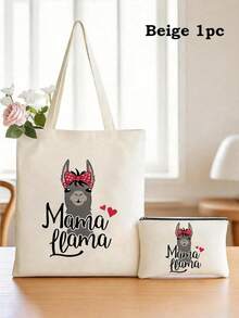 Mama Llama Tote Bag & Wallet Set, Cute White Alpaca Print Mother & Baby Bag, New Mom Hospital Delivery Diaper Bag Gift, Matching Mother & Child Handbag, Practical Mother's Gift Set School Supplies - Multicolor - View 15