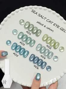 MISS SHAKA 10ml Summer Nails Ice Transparent Sea Salt Mint Blue Green Glass Bead Cat's Eye Gel Nail Polish Glue 2026 Whitening All-Match Popular In All Season Blue And Green Glass Beads Cat's Eye Nail Glue For Nail Salon Home DIY Nail Supplies - Multicolor - View 7