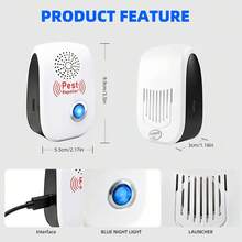 AI Ultrasonic Rodent Repeller, Household Insect Repellent, Ultrasonic Pest Control Device Suitable For Home And Commercial Multi-Scenario Use, USB Powered, Suitable For Home/Hotel/Warehouse Use Ultrasonic Mosquito Repeller - White - View 9