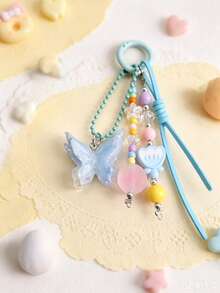 1pc Resin Flower Butterfly Bag Charm, Cute Girly Backpack Pendant - Multicolor - View 6