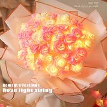 10-Light String Artificial Rose Lights, Suitable For Mother's Day, Backyard, Bar, Cafe Style, Camping Lighting, Patio, Wedding, Bedroom, Birthday Party, Graduation Season, Bar And Garden Decoration (Battery Not Included) - Rose String Lights - View 3
