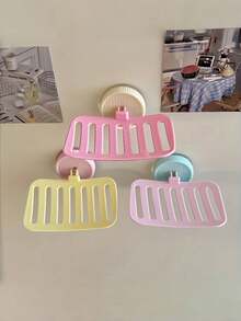 Suction Cup Soap Holder, Candy Color Soap Rack, Bathroom Wall-Mounted No-Drill Suction Cup Soap Box, Suitable For Shampoo, Toothbrush, Soap, Etc., Efficient - Drain Rack - View 5