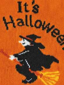1 Pair Men's Fun Pattern Halloween Mid-Calf Socks, Witch Ghost Pumpkin Spider Design, Autumn/Winter Style, Gift For Boyfriend Son Husband - Multicolor - View 4