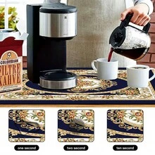 1pc Dish Drying Mat, Coffee Machine Mat, European Classical Floral Pattern Deep Blue Background Luxury Scroll Rose Design, High Absorbency Drainage Mat Suitable For Dining Table And Cafe Use, Multi-Purpose Water-Draining Mat, Home Gift, Tabletop Decor - XYLSD-647 - View 10