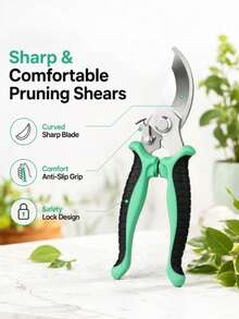 Gunting Kebun Stainless Steel untuk Memangkas Ranting Pohon Buah dan Bunga, Gunting Kebun Profesional, Gunting Hemat Tenaga - A - View 4