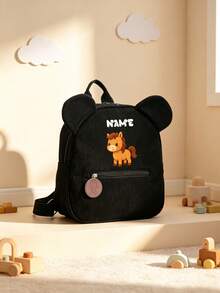 1pc Mini Back To School Personalized Customized Backpack, Casual Cute Cartoon Pony Theme Print, Zipper Closure Nylon Material, Adjustable Shoulder Straps, Hand-Carry, Suitable For School, Shopping, Daily Outings, Outdoor Trips. Birthday Gift. - Multicolor - View 6