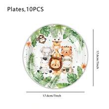 10/20/40/50/60/80pcs Disposable Paper Tableware Set Jungle Safari Wild One Party Supplies: 80 Pieces Set Of Paper Plates, Cups, And Napkins For First Birthday Party Decorations - Multicolor - View 14
