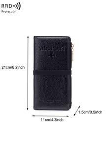 CHARM INFINITE Dompet Paspor Kulit Motif Leci Anti-Pencurian RFID, dengan Tali Elastis, Slot Pena, Beberapa Slot Kartu, Kompartemen Berresleting untuk Tiket dan Uang Tunai, Pengatur Dokumen Perjalanan Unisex, Cocok untuk Perjalanan Pesawat - MultiWarna - View 12