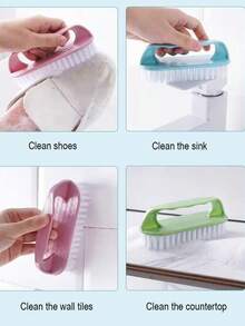 3/2/1pc Multi-Color Plastic Laundry Brush, Multi-Function Sink Brush, Shoe Brush, Clothes Brush, Cleaning Brush, Stiff Bristle Brush, Household Essential For Shoes, Drying Rack, Cleaning And Stiff Bristle Scrubbing - Multicolor - View 5