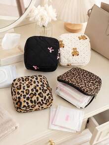 Quilted Sanitary Pad Storage Pouch, Portable Feminine Hygiene Organizer Bag For Period Essentials, Travel And Daily Use - Multicolor - View 1