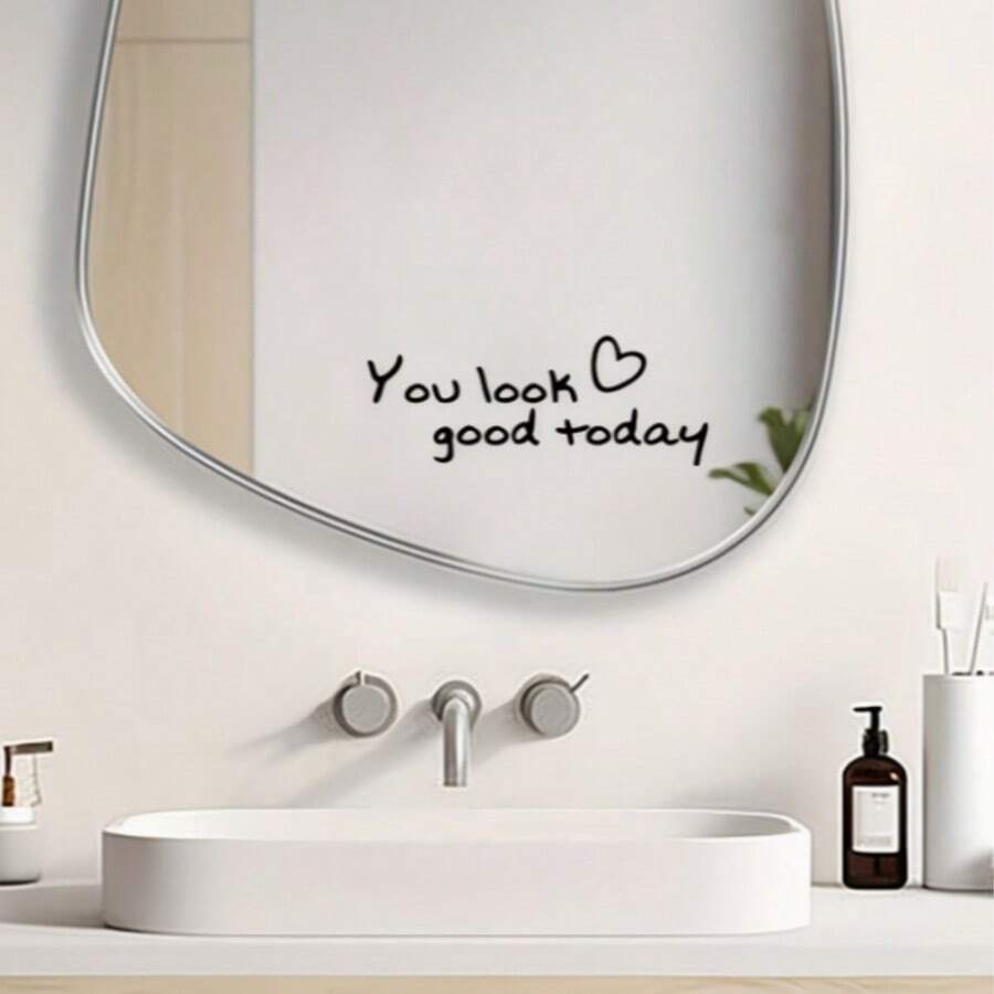 1/3pcs "You Look Great Today" Wall Sticker, PVC Waterproof Self-Adhesive, Suitable For Living Room, Bedroom, Bathroom Mirror Decoration, Enhancing The Elegance Of Home Decor - Motivational Letter Wall Stickers - View 1