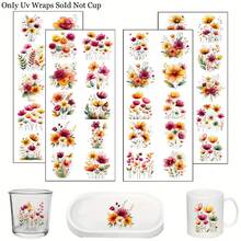 4pcs/Set Watercolor Meadow Boho Flowers Theme Pattern UV Transfer - For Crafts, Mugs, Laptops & Water Bottles, Self-Adhesive Plastic, Mug Decoration, Laptop, Holiday Decorations, Festive Designs, Highquality Prints, Durable - Multicolor - View 8