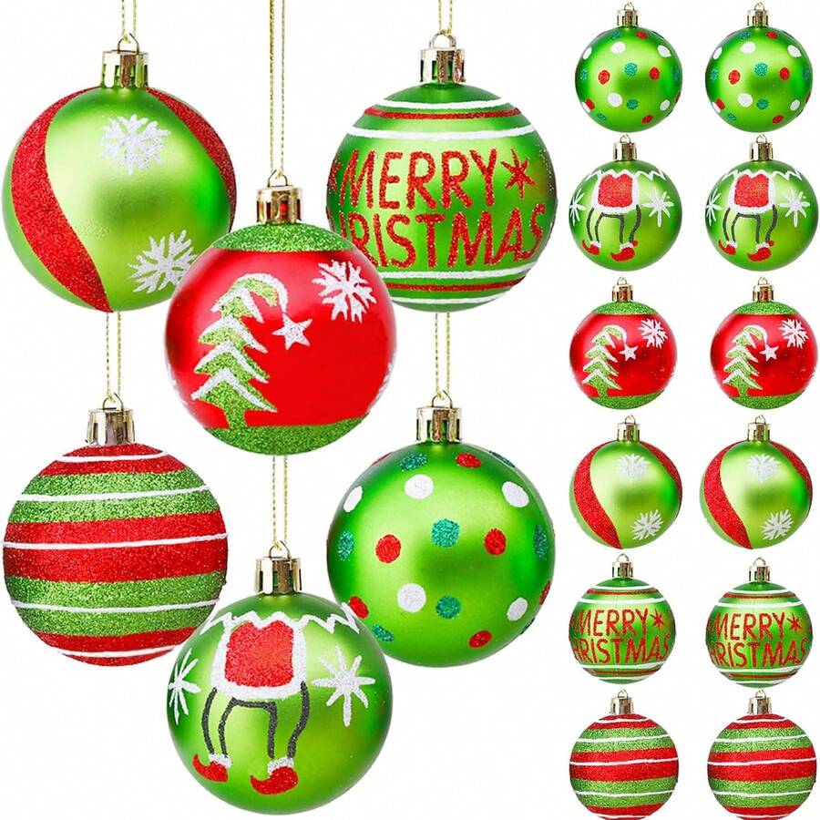 The Grinch 6pcs 2.4 Inch Christmas Ball Ornaments, Shiny Plastic Hanging Decorations, Christmas Tree Decorative Pendants (Random Style) - Multicolor - View 1