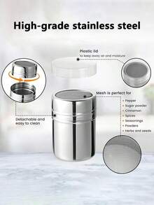 Stainless Steel Fine Mesh Spice Shaker, Stainless Steel Fine Mesh Powder Sifter, Available In Small/Medium/Large Sizes, Portable And Easy To Use, Suitable For Barbecue, Can Be Used To Sprinkle Spices, Cocoa Powder, Cinnamon Powder, Coffee Powder - Multicolor - View 10