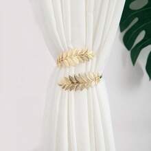 Nordic Best-Selling Modern Style Luxury Maple Leaf Curtain Tieback Metal Curtain Buckle Multi-Functional Curtain Rope (Gold/Silver) - Silver Leaves - View 3