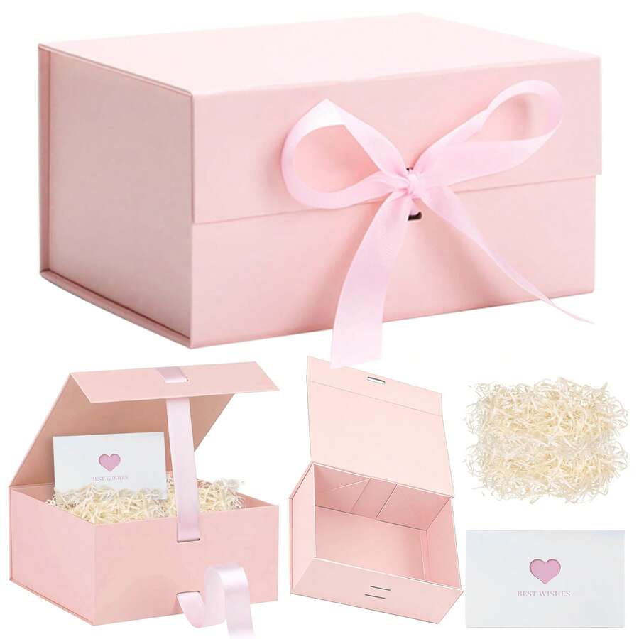 9.5" X 7.1" X 4.3" 禮品盒,附磁吸蓋卡片與碎紙填充物,適用於聖誕節、情人節、母親節、婚禮、新娘派對、畢業、生日、新年、伴娘禮物及其他場合 - 查看 1