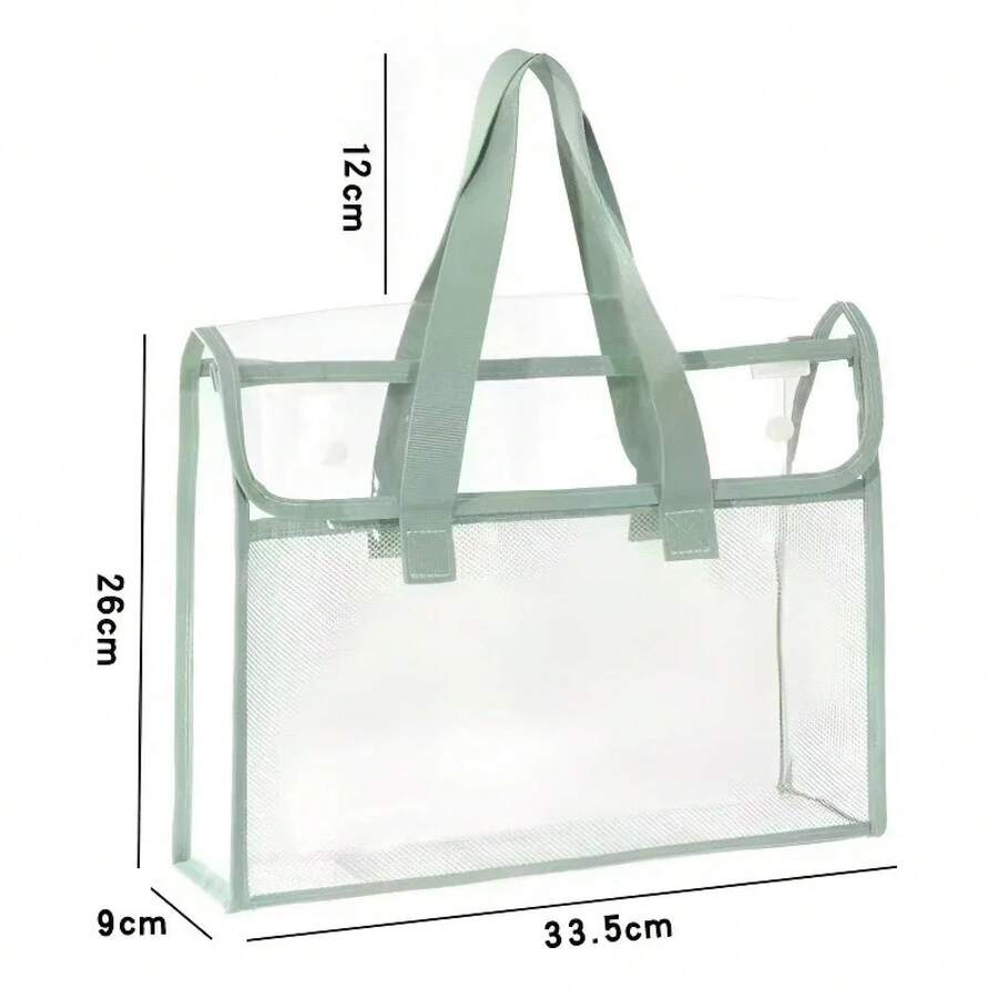 Bolsa para documentos de examen de estudiantes, carpeta impermeable de PVC de doble capa tamaño A4 con asa yúltiples compartimentos para almacenamiento de documentos infantiles. - Negro - Ver 1