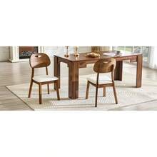Modern Style Dining Chair Set (2 Pieces) / Oval Solid Wood Dining Chairs With Backrest / Wooden Chairs With Carrying Handles / Upholstered Kitchen Chairs / Suitable For Dining Room And Living Room - 白色+胡桃木色 - 查看 11