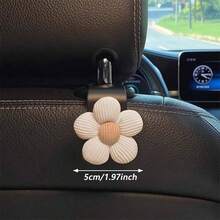 2件組汽車座椅頭枕掛鉤，可愛花卉圖案汽車後座手提包收納架，汽車座椅背花紋掛鉤，可掛外套、雨傘、購物袋，適用於所有車型 - A - 查看 5
